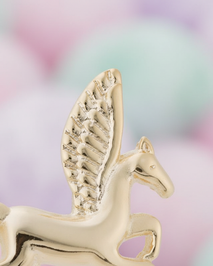 real gold unicorn earrings - detail