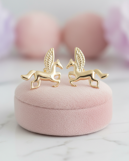 real gold unicorn earrings - lifestyle