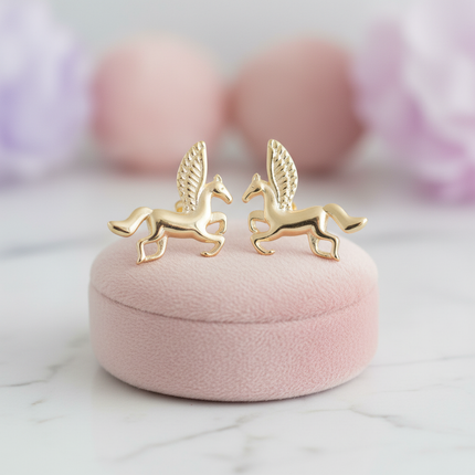 real gold unicorn earrings - lifestyle