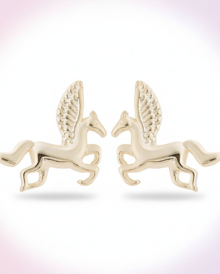 real gold unicorn earrings - white-bg