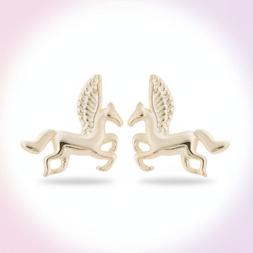 real gold unicorn earrings - white-bg
