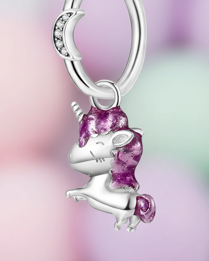 real silver unicorn earrings - detail