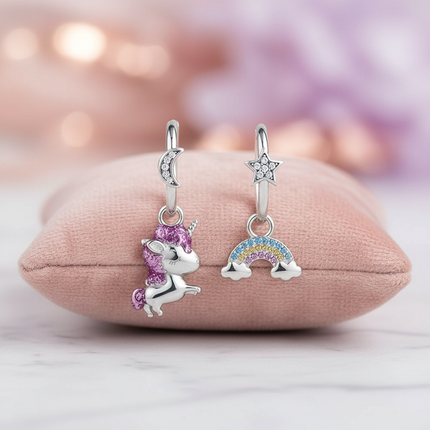 real silver unicorn earrings - lifestyle
