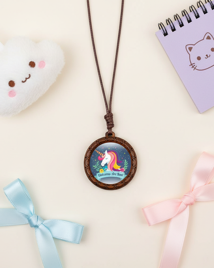 real unicorn necklace - flat-lay