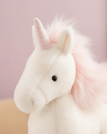 realistic pink unicorn plush toy - detail