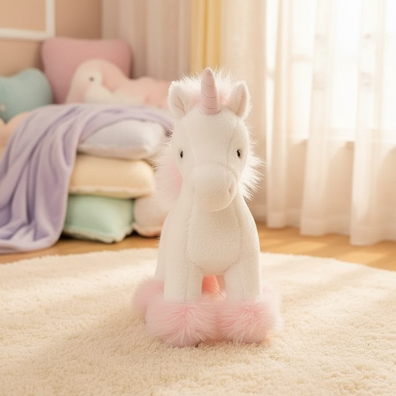 realistic pink unicorn plush toy - lifestyle
