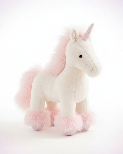 realistic pink unicorn plush toy - white-bg