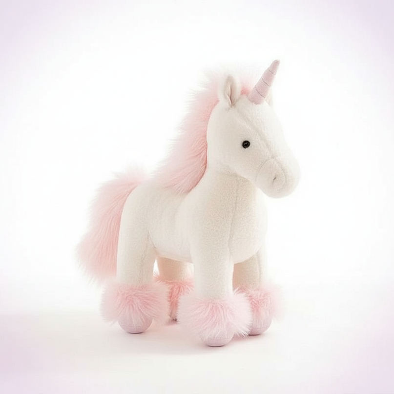 realistic pink unicorn plush toy - white-bg
