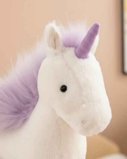 realistic purple unicorn plush toy - detail