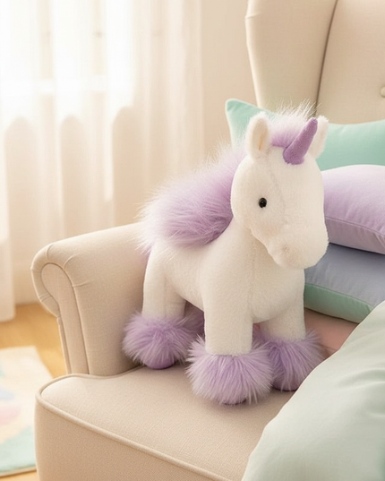 realistic purple unicorn plush toy - lifestyle