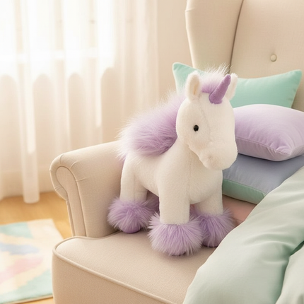 realistic purple unicorn plush toy - lifestyle