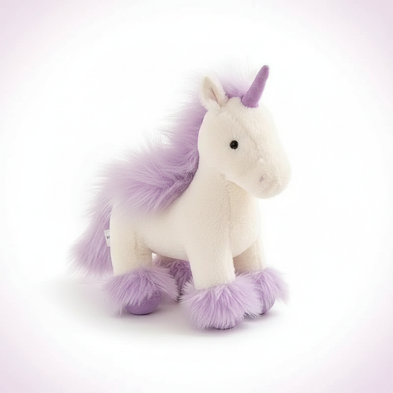 realistic purple unicorn plush toy - white-bg