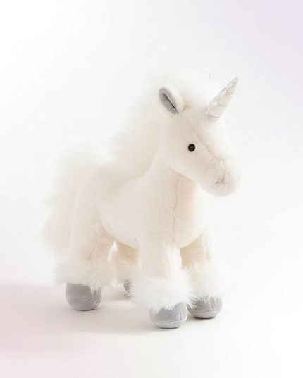 realistic white unicorn plush toy - white-bg