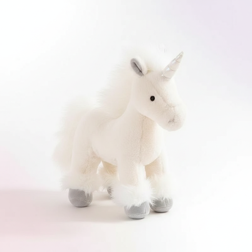 realistic white unicorn plush toy - white-bg