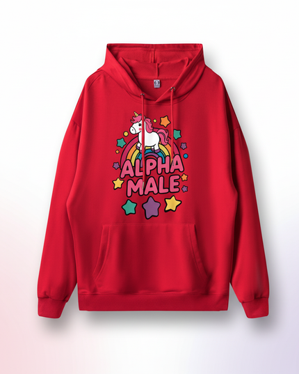 red alpha male unicorn hoodie - white-bg
