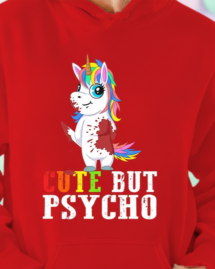 red cute but psycho hoodie - detail