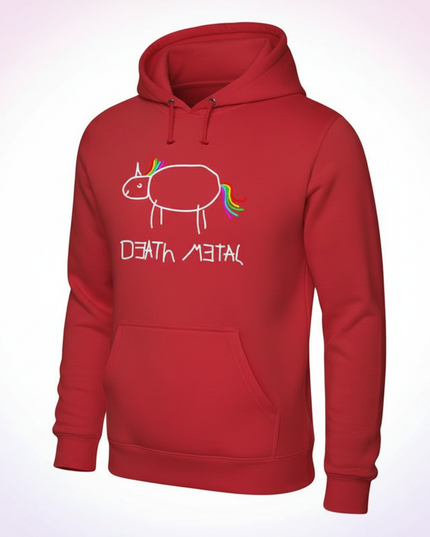 red death metal unicorn hoodie - white-bg