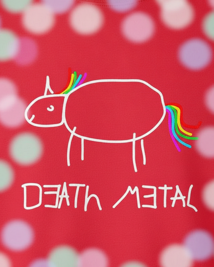 red death metal unicorn sweater - detail