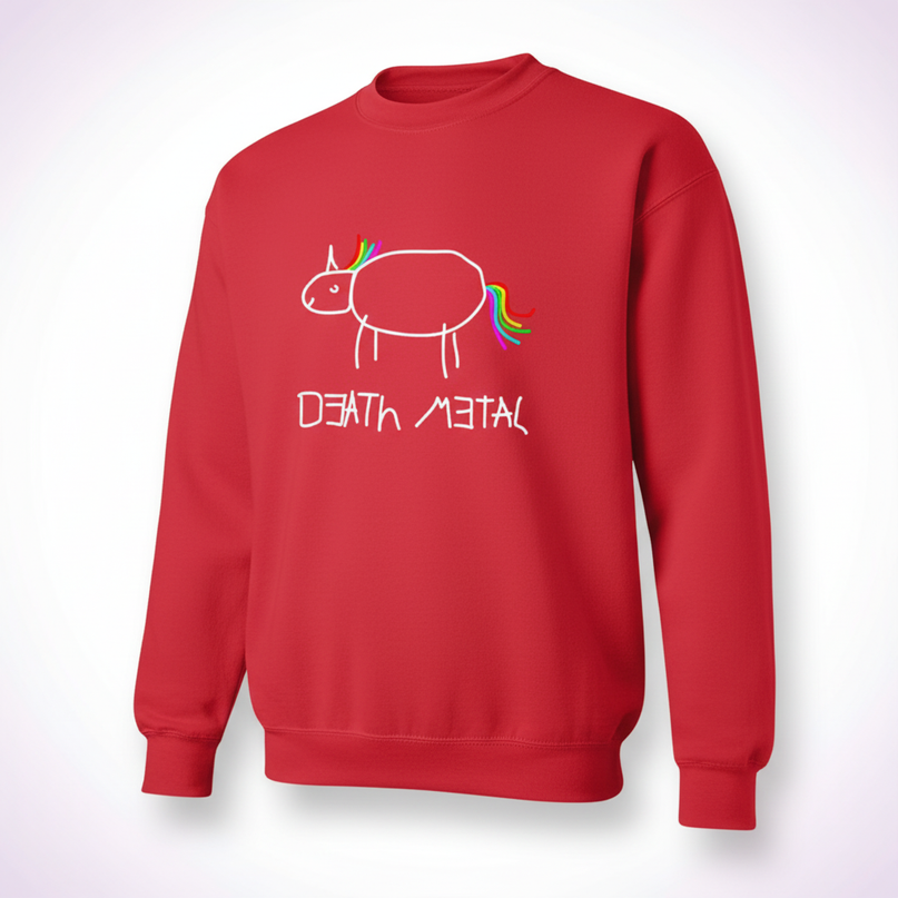 red death metal unicorn sweater - white-bg