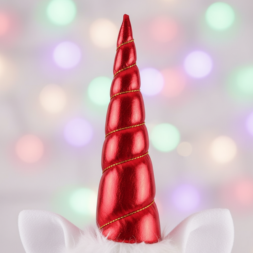 red elastic unicorn horn - detail