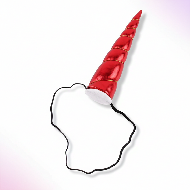 red elastic unicorn horn - white-bg