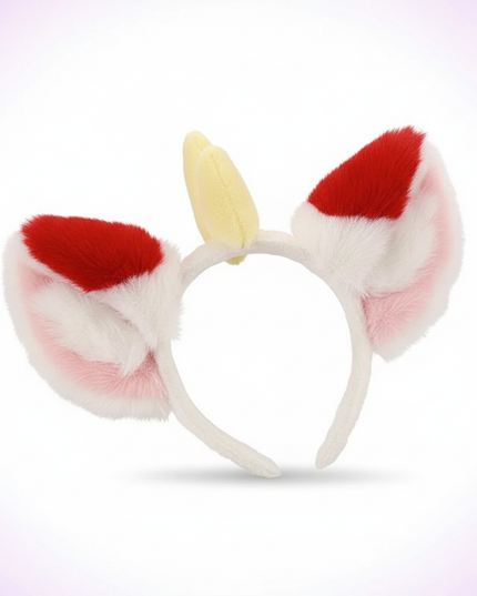 red fluffy unicorn headband - white-bg