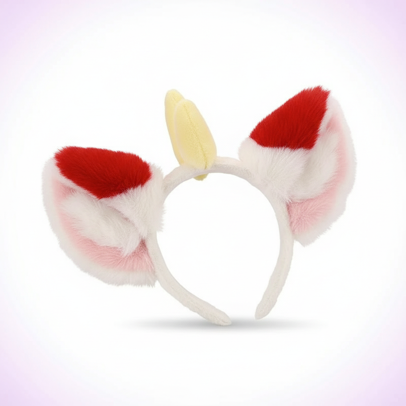 red fluffy unicorn headband - white-bg