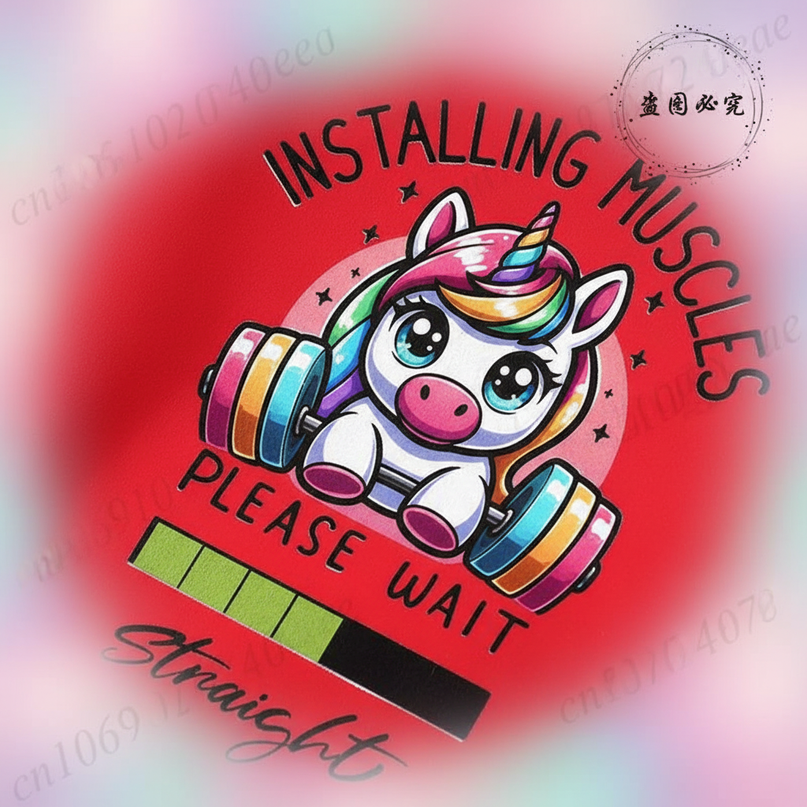 red kawaii unicorn hoodie adult - detail