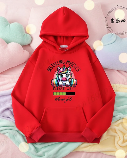 red kawaii unicorn hoodie adult - lifestyle