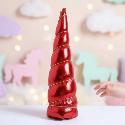 red metallic unicorn horn set - lifestyle