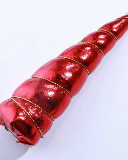 red metallic unicorn horn set - white-bg