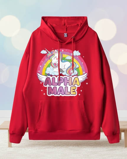 red sleeping alpha male hoodie - lifestyle