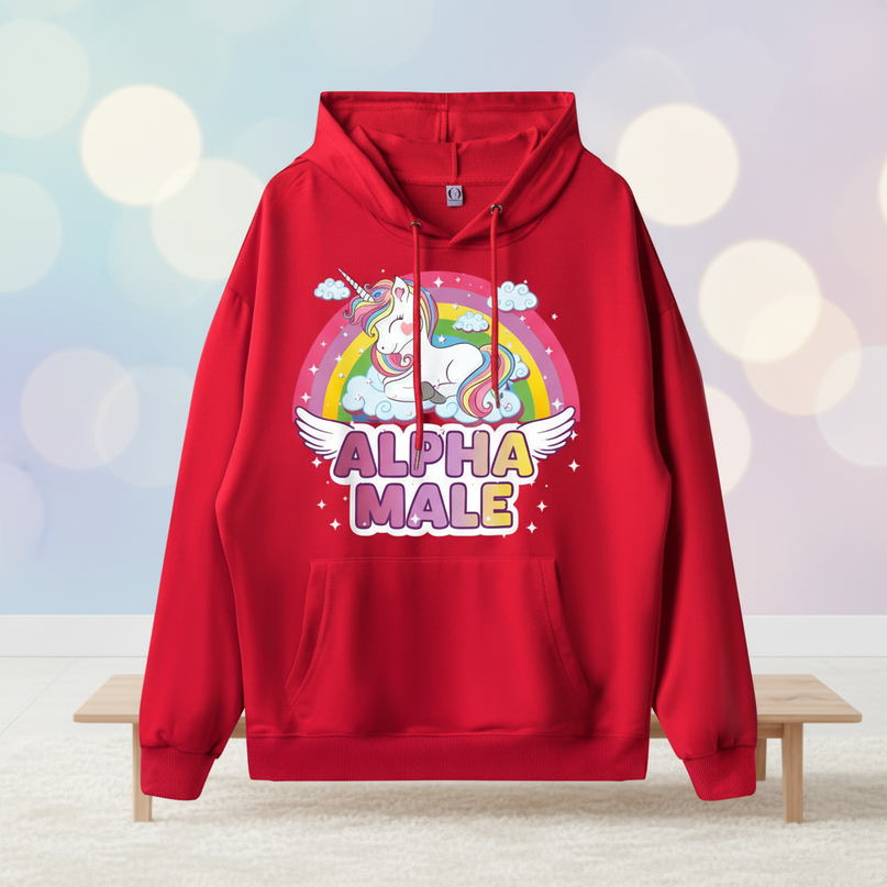 red sleeping alpha male hoodie - lifestyle