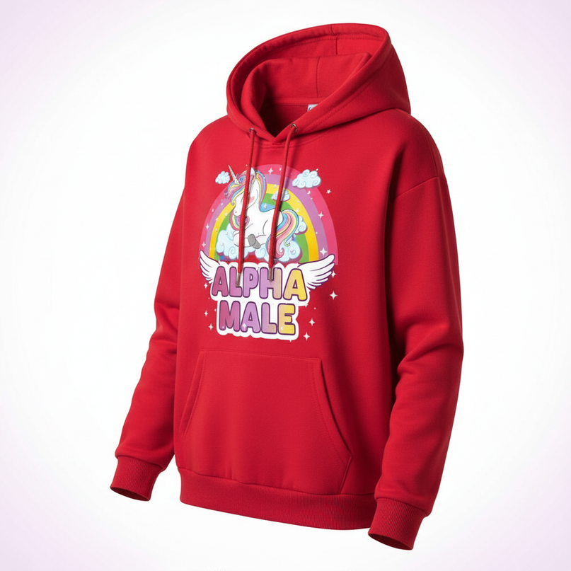 red sleeping alpha male hoodie - white-bg