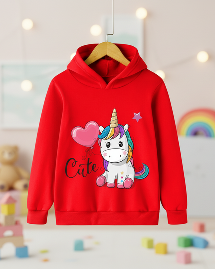 red unicorn balloon hoodie kids - lifestyle