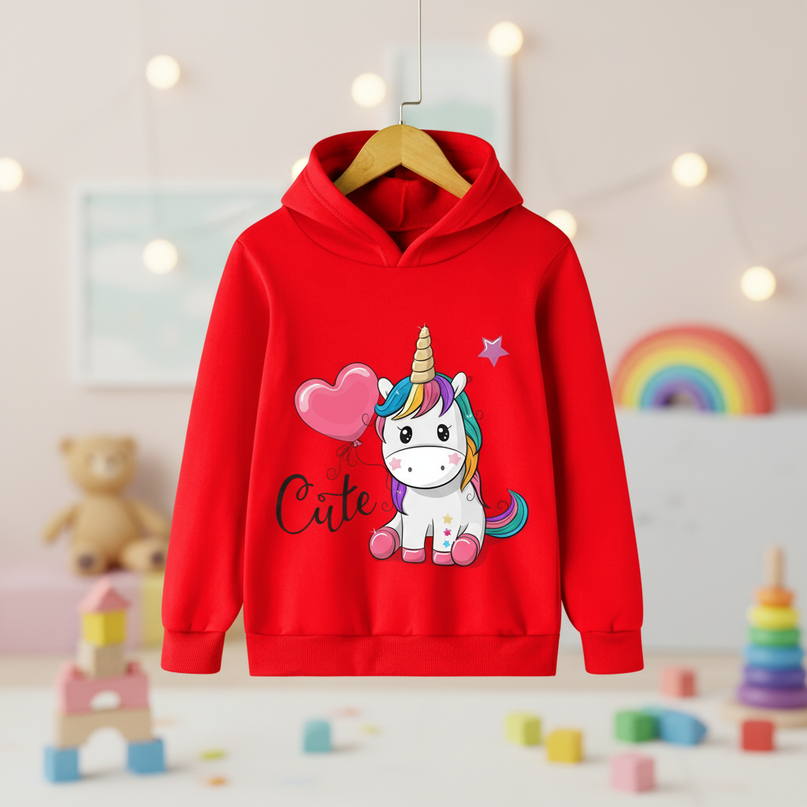 red unicorn balloon hoodie kids - lifestyle