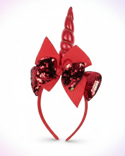 red unicorn headband for party - white-bg