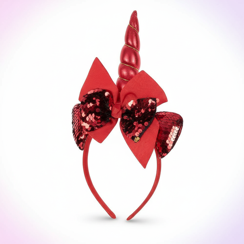 red unicorn headband for party - white-bg