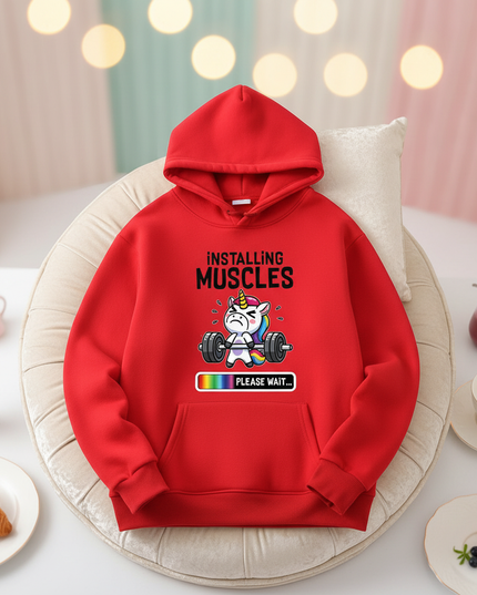 red unicorn hoodie adult - lifestyle