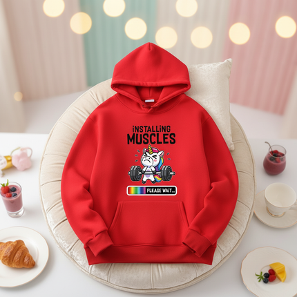 red unicorn hoodie adult - lifestyle
