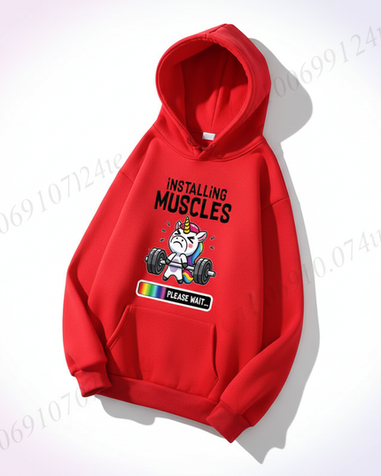 red unicorn hoodie adult - white-bg
