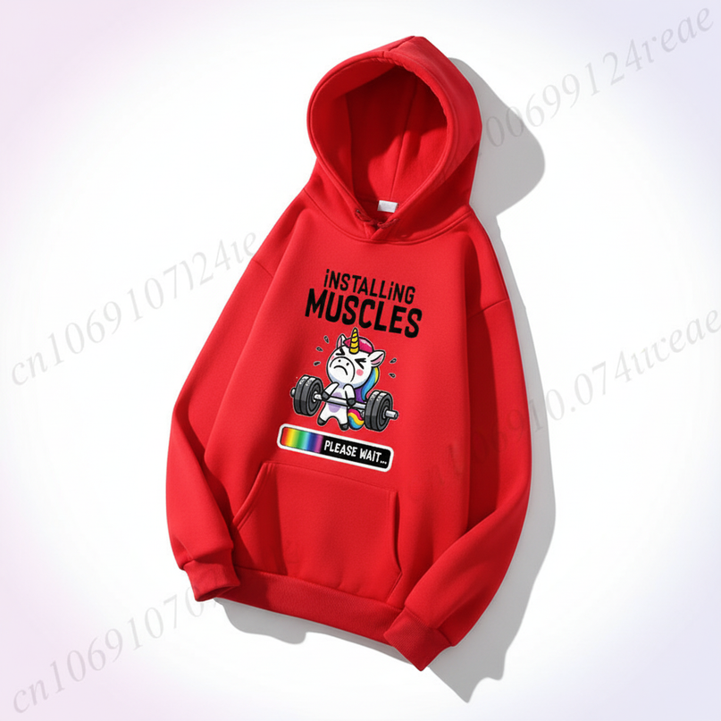 red unicorn hoodie adult - white-bg