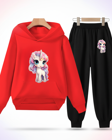 red unicorn hoodie kids - white-bg