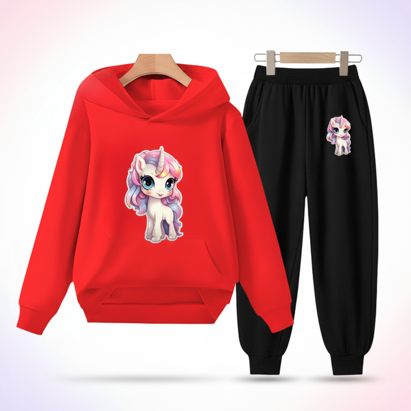 red unicorn hoodie kids - white-bg