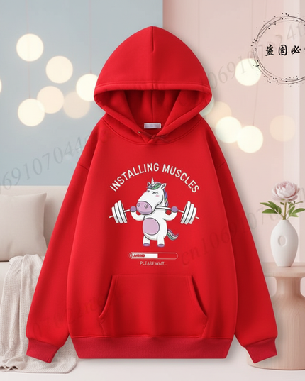 red unicorn hoodie women - lifestyle