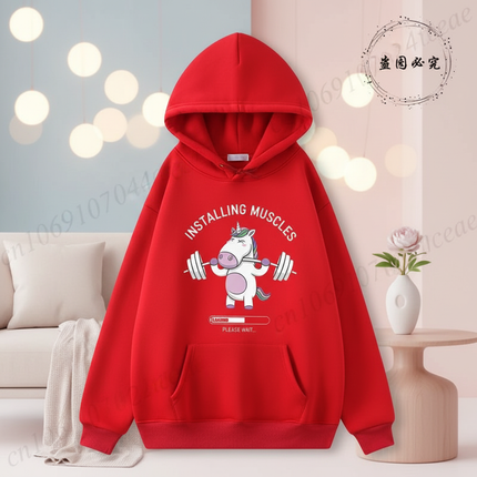 red unicorn hoodie women - lifestyle