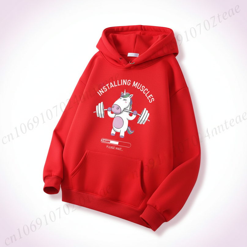 red unicorn hoodie women - white-bg