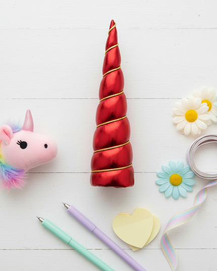 red unicorn horn pack - flat-lay
