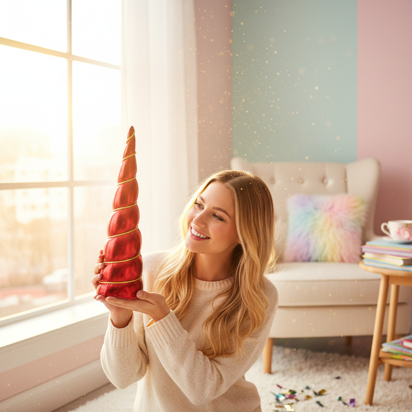 red unicorn horn pack - in-use