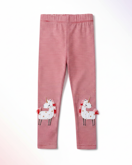 red unicorn leggings - white-bg